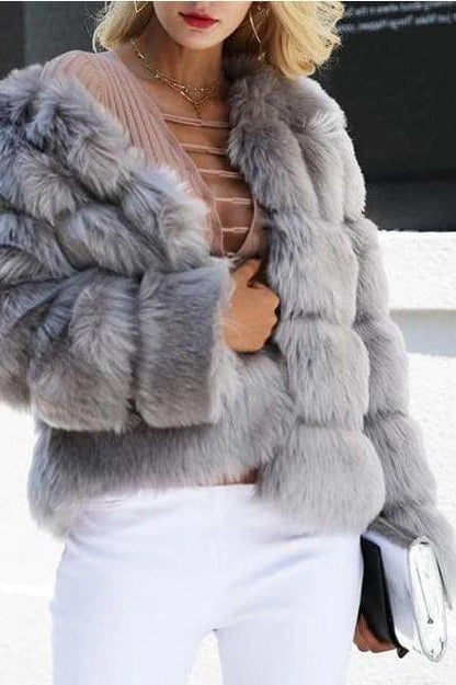 Arctic Faux Fur Coat - Grey / L - Jackets