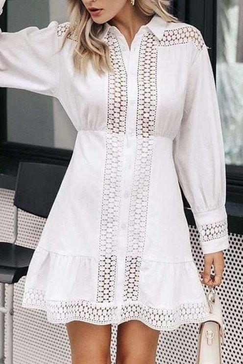 Arie Embellished Mini Dress - White / S - Clothing