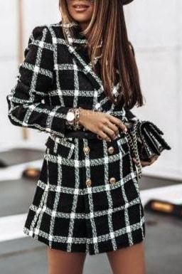 Autumn Tweed Blazer - S / Black - Clothing
