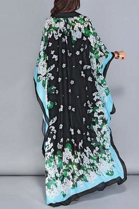 Batwing Floral Maxi Dress - Clothing
