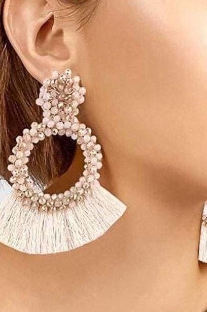 Beaded Tassel Earrings - Jewelry
