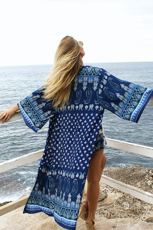 Blue Paisley Cover Up - Cover-Ups
