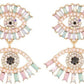 Bright Eye Dangle Earrings - Pink - Accessories