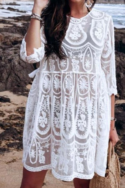 Carson Lace Cover Up - One Size / White - Cover-Ups