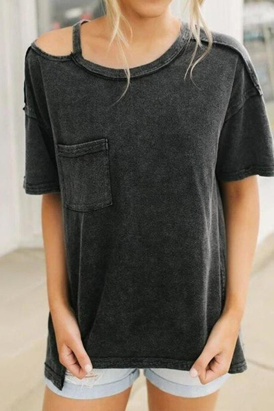 Cassandra Cold Shoulder Top - S / Dark Grey - Tops