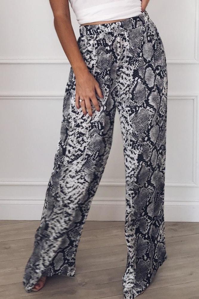 Cecily Wide Leg Pants - Grey / L - Clothing