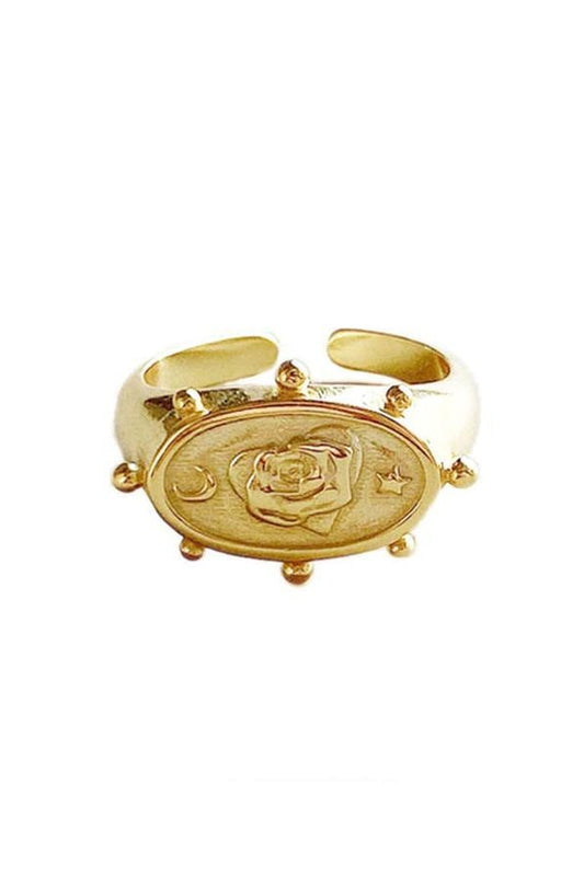 Gold Rose Adjustable Ring - Jewelry