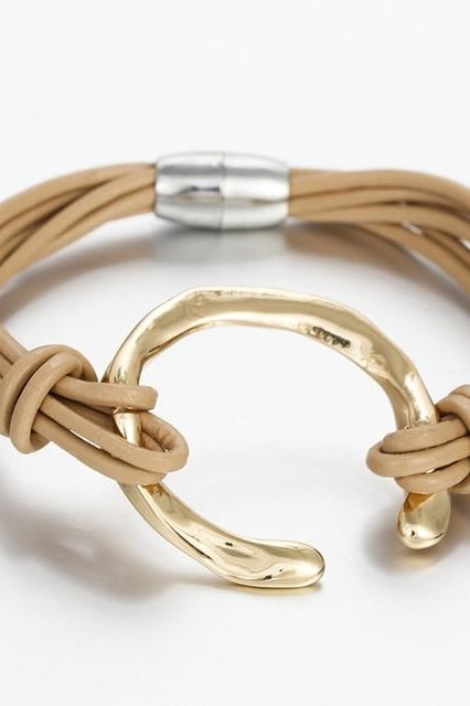 Crescent Stone Bracelet - Brown - Jewelry