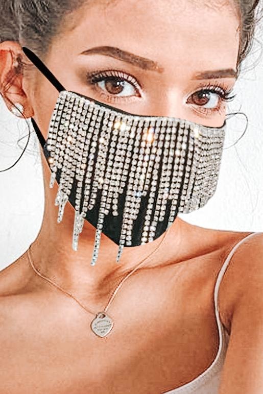 Crystal Chain Mask - Black - Accessories