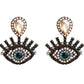 Crystal Evil Eye Earrings - White - Jewelry