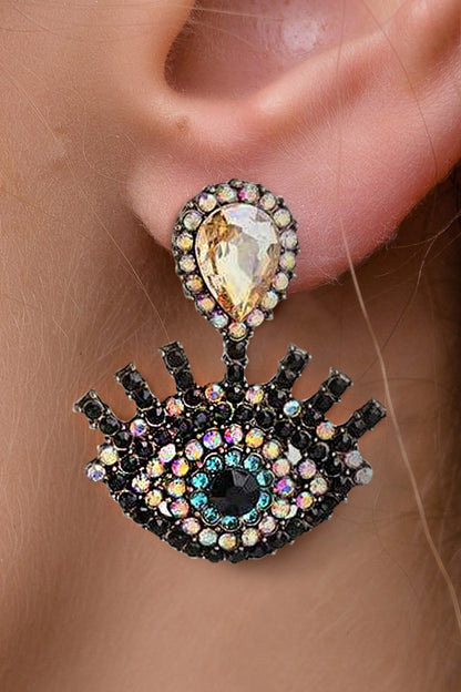 Crystal Evil Eye Earrings - White / One size - Jewelry