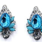 Crystal Vintage Stud Earrings - Blue - Jewelry