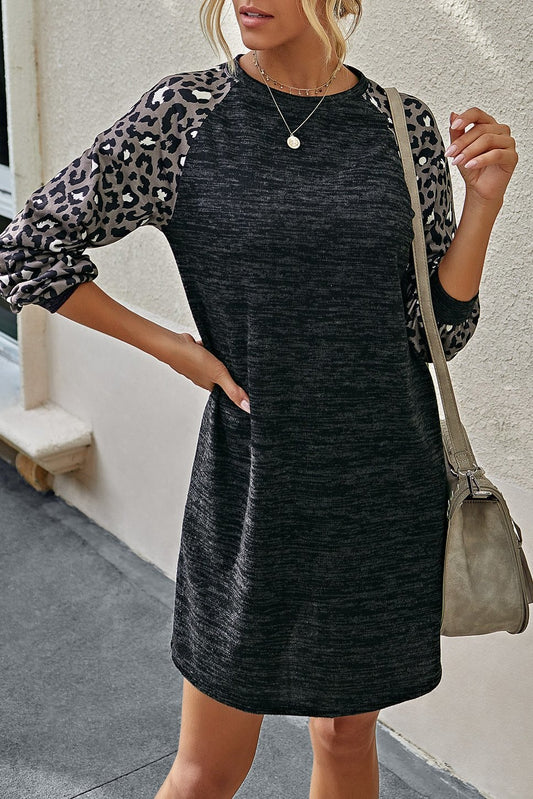 Darcey Leopard Sleeve Mini Dress - Clothing