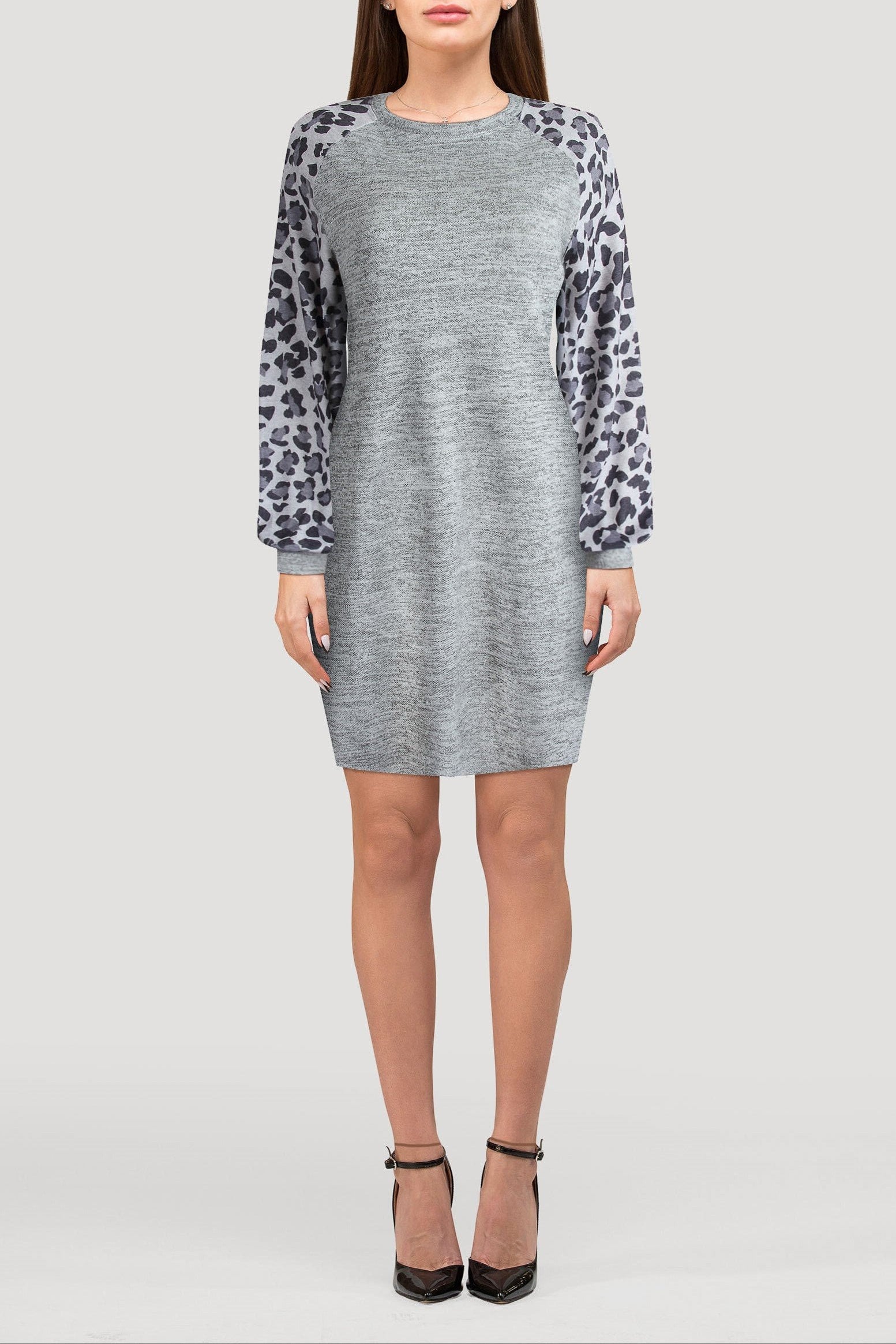 Darcey Leopard Sleeve Mini Dress - S / Multi - Clothing