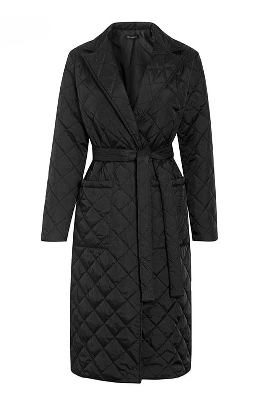 Diamond Quilted Midi Puffer Jacket - Clothing
