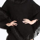 Double Layer Faux Fur Poncho - Black / One Size - Scarves