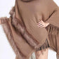 Double Layer Faux Fur Poncho - Brown / One Size - Scarves