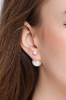 Double Pearl Stud Earrings - Jewelry