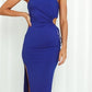 Elle Asymmetrical Pleated Dress - S / Blue - Clothing