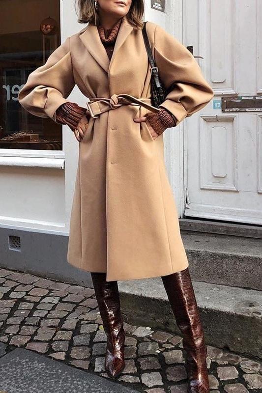 Ellery Puff Sleeve Maxi Coat - Camel / M - Jackets