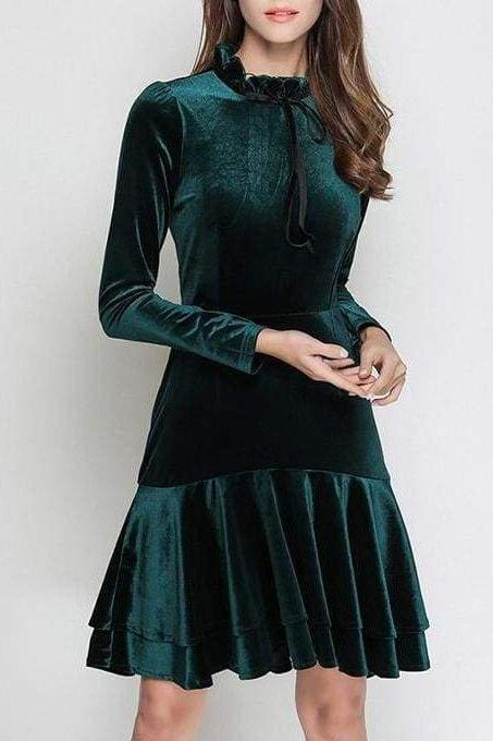 Emerald Holiday Dress - Green / S - Clothing