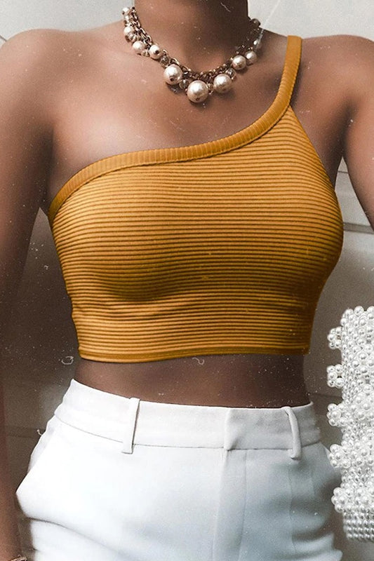 Emmi Asymmetrical Crop Top - Yellow / L / United States - Clothing