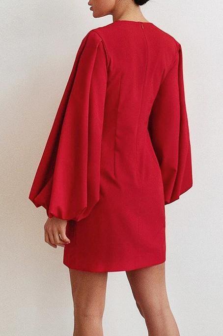 Estelle Lantern Sleeve Dress - Clothing