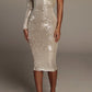 Eve One Shoulder Sequin Dress - XS / Silver - Clothing