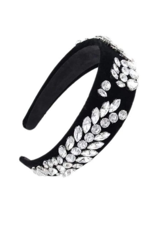 Floral Crystal Headband - Silver - Accessories