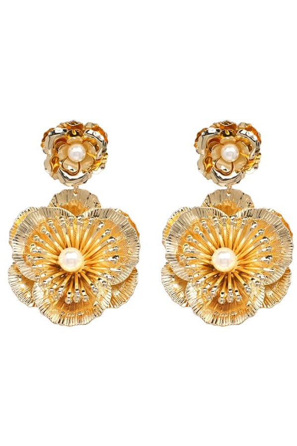 Floral Pearl Dangle Earrings - Jewelry