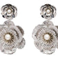 Floral Pearl Dangle Earrings - Silver - Jewelry