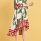 Floral Polka Dot Asymmetrical Midi Dress - Clothing