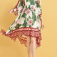 Floral Polka Dot Asymmetrical Midi Dress - Clothing