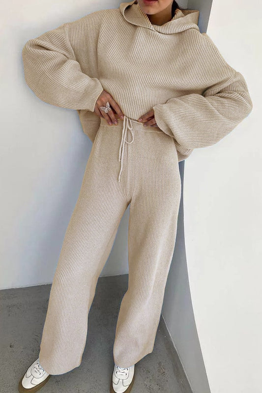 Francesca Knitted Hoodie Set - S / Ivory