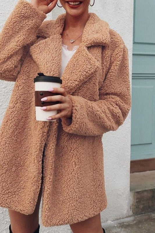 Frenchie Fuzzy Coat - Brown / S - Clothing