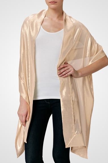Gala Metallic Silk Scarf - Gold - Scarves