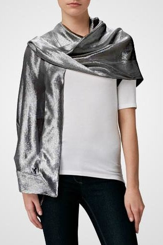 Gala Metallic Silk Scarf - Grey - Scarves