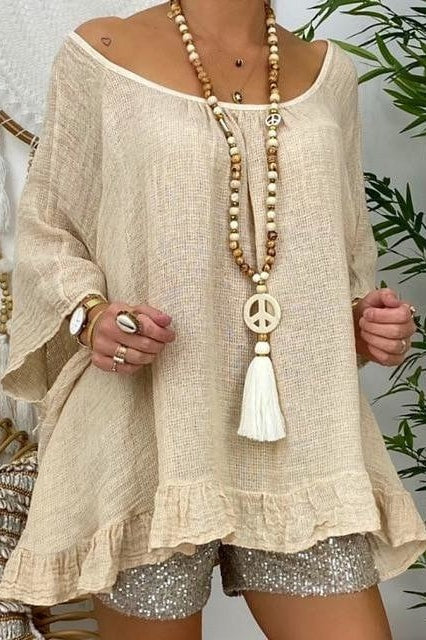 Galia Boho Top - Khaki / S - Clothing