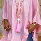 Galia Boho Top - Pink / S - Clothing
