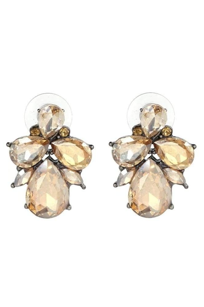 Gemstone Stud Earrings - Gold - Jewelry
