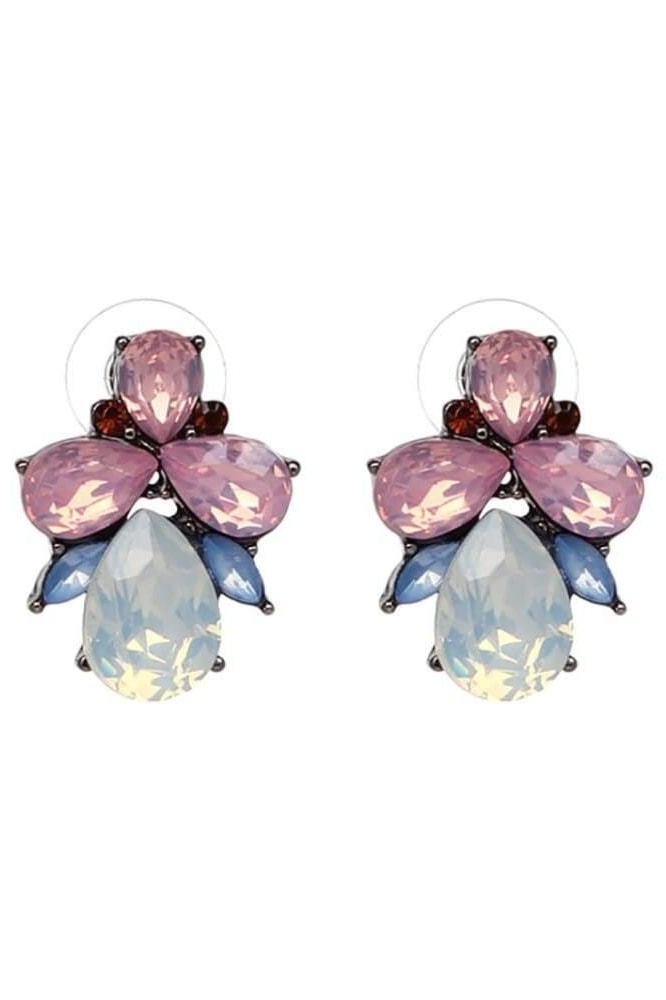 Gemstone Stud Earrings - Pink - Jewelry