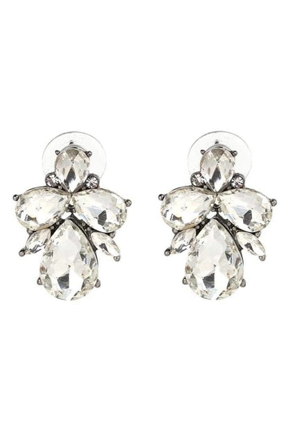 Gemstone Stud Earrings - White - Jewelry