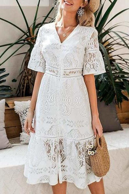 Gianna Vineyard Dress - White / S - Clothing