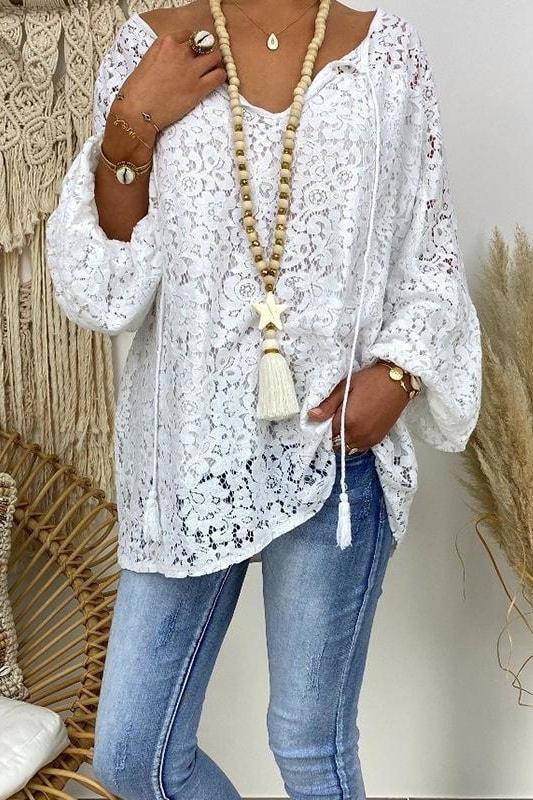 Haven Lace Tunic Top - S / White - Tops