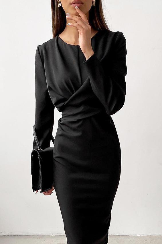 Hazel Midi Dress - S / Black - Clothing