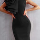 Isabella Ruffle Dress - Black / L - Clothing
