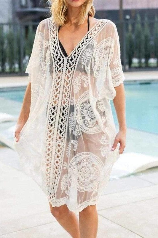 Jan Lace Cover Up - White / One Size - Cover-Ups