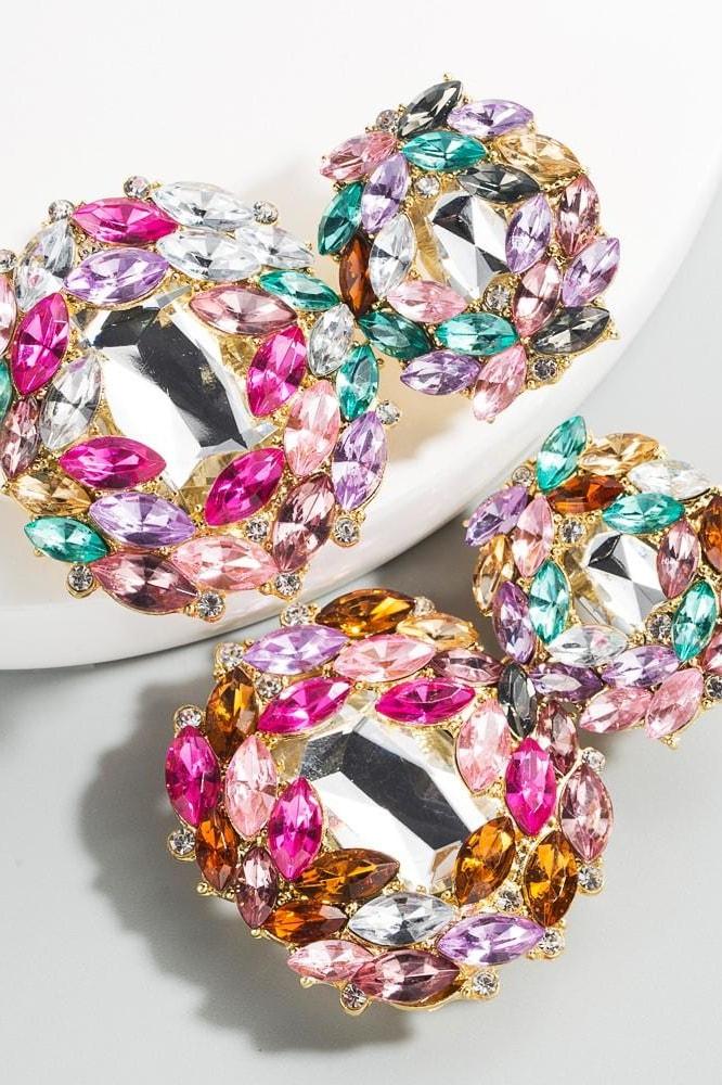Joelle Jewel Dangle Earrings - Pink - Jewelry