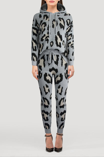 Jolie Leopard Sweater Set - S / Gray - Clothing