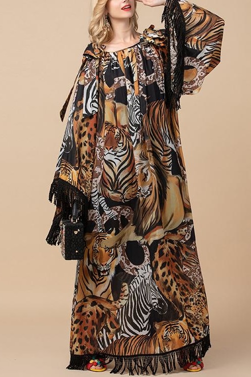 Jungle Fringe Maxi Dress - Clothing